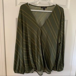 Printed wrap front blouse